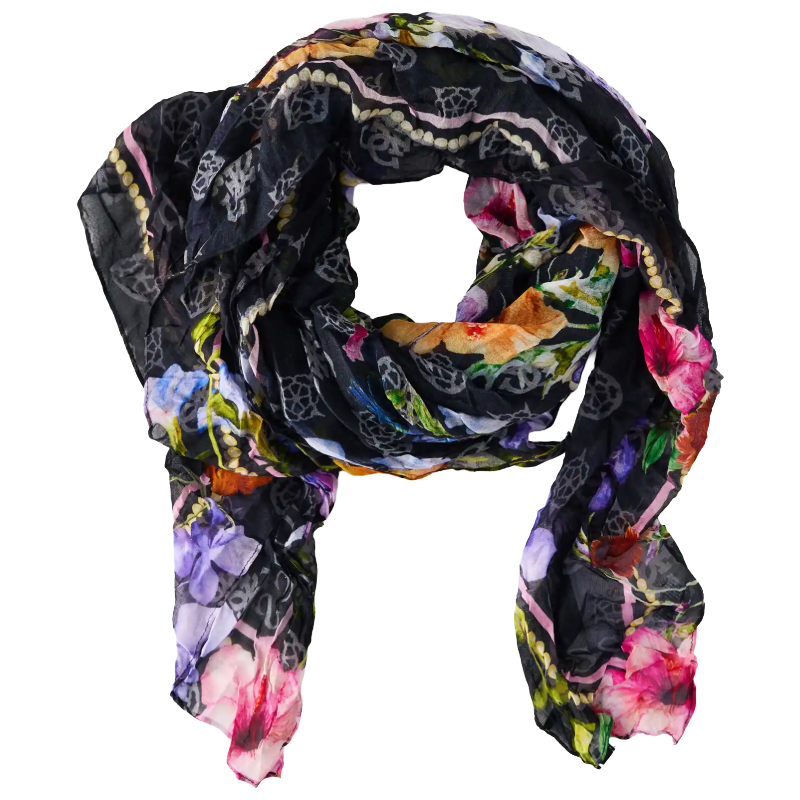 Guess Woman's Scarf AW991COTO3BLA Black 100% Bamboo