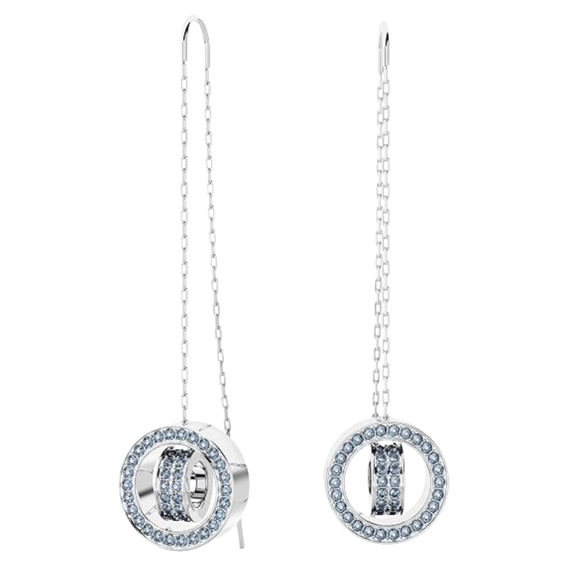 Swarovski White Crystal Blue Drop Earrings (Blemished Box)