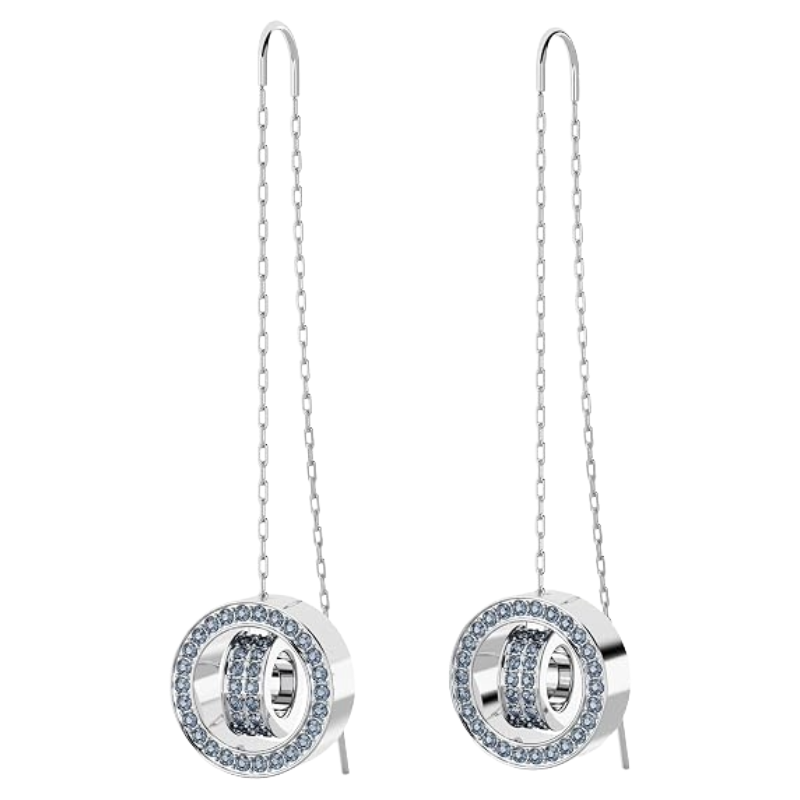 Swarovski White Crystal Blue Drop Earrings (Blemished Box)