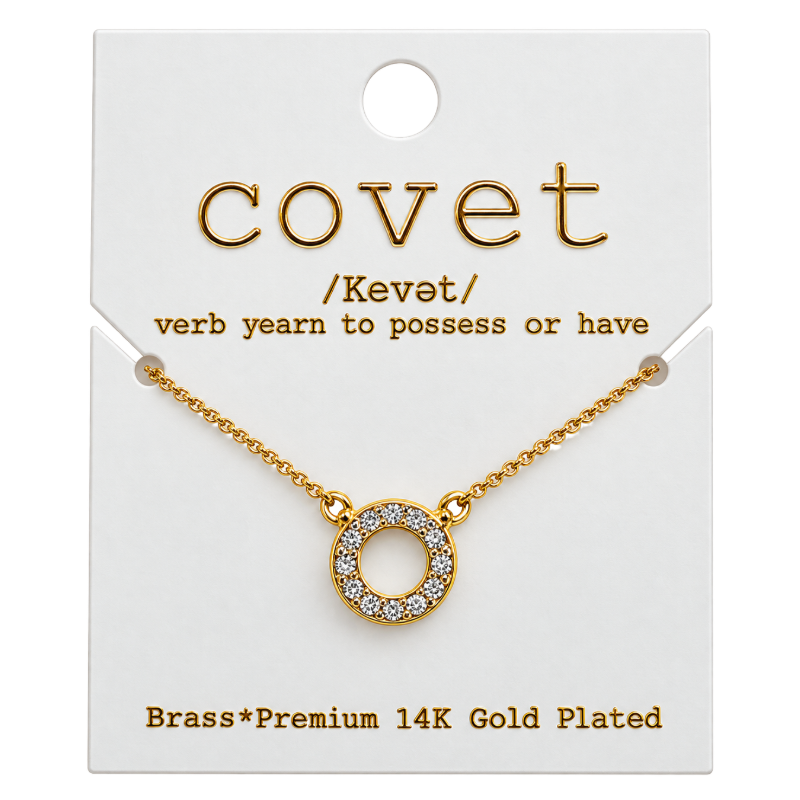 14k Gold Plated Circle Pave Pendant Necklace By Covet