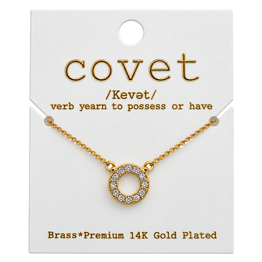 14k Gold Plated Circle Pave Pendant Necklace By Covet