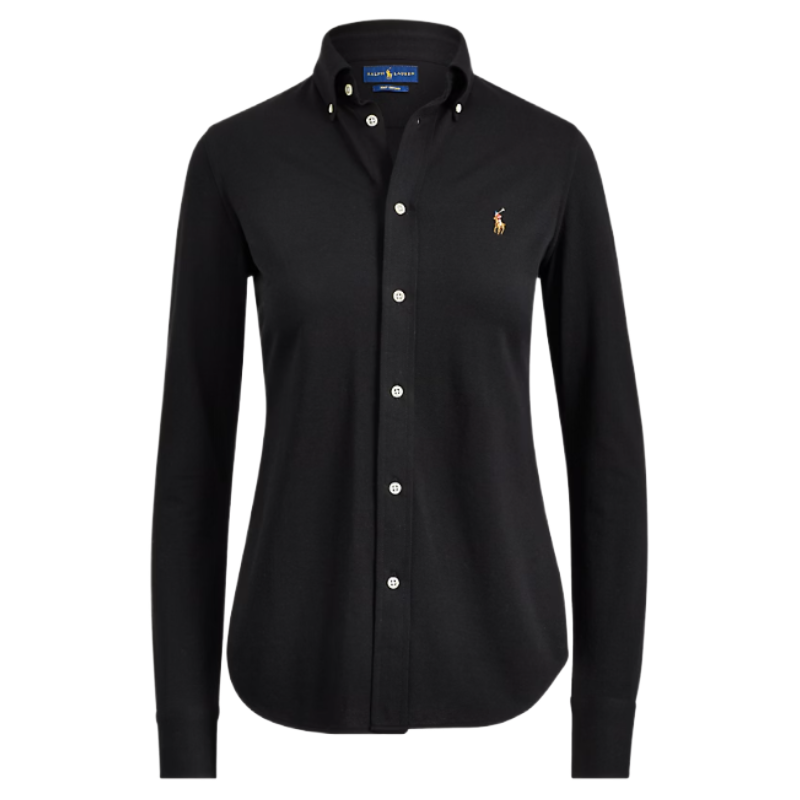 Ralph Lauren Women's Cotton Oxford Knit Black Blouse