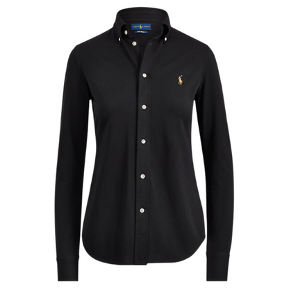 Ralph Lauren Women's Cotton Oxford Knit Black Blouse