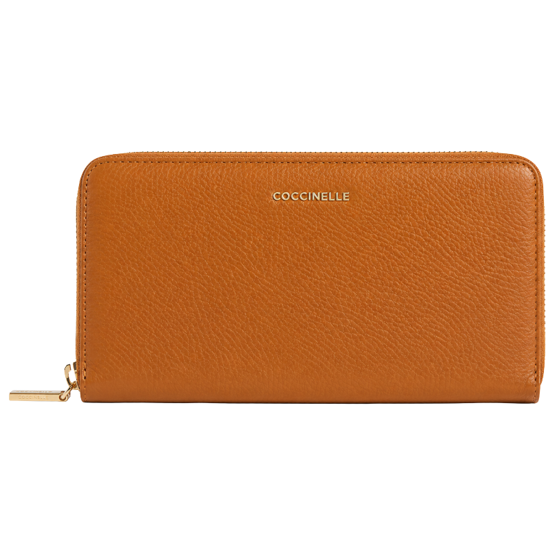 Coccinelle Women's Metallic Soft Grained Leather Purse Tan Brown