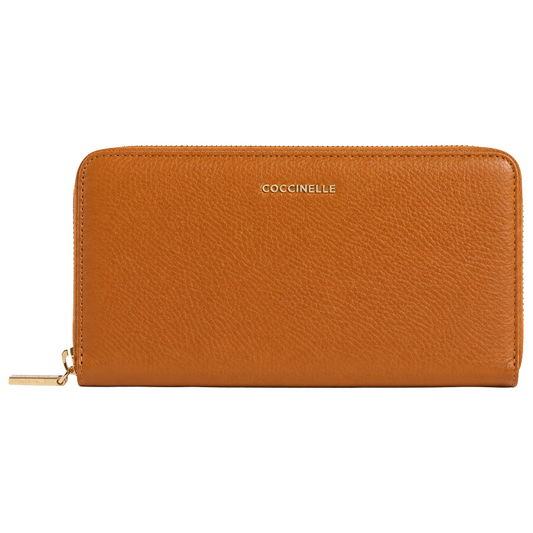 Coccinelle Women's Metallic Soft Grained Leather Purse Tan Brown