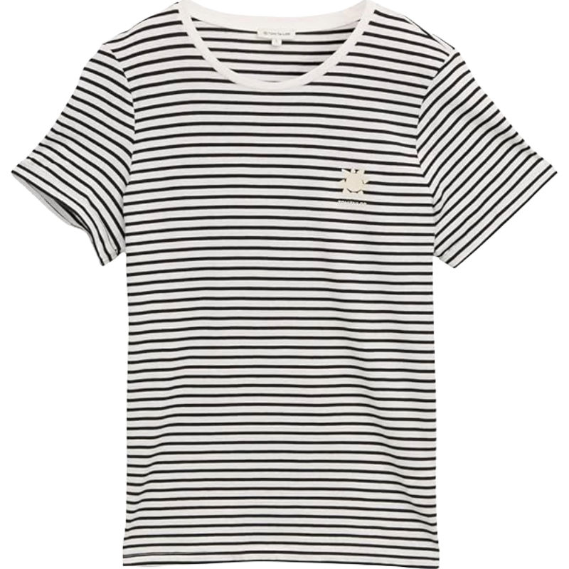 Tom Tailor Womens Black & White Stripe T-Shirt