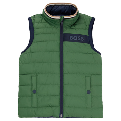 Hugo Boss Boys Outdoor Reversible Puffer Jacket Gilet Green