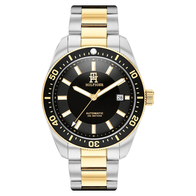 Tommy Hilfiger Mens Black & Gold Watch 1710552