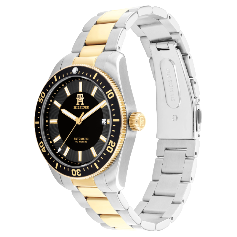 Tommy Hilfiger Mens Black & Gold Watch 1710552
