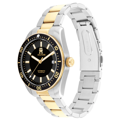 Tommy Hilfiger Mens Black & Gold Watch 1710552