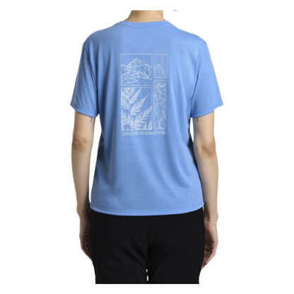 Jack Wolfskin Vonnan Graphic T-Shirt Women Explore Mid Blue