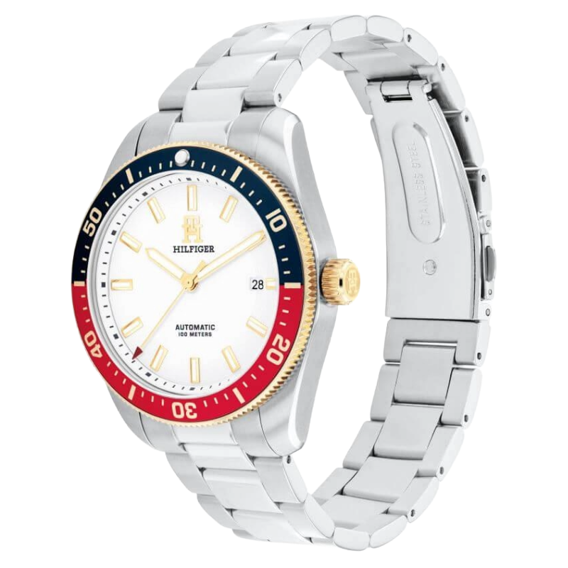 Tommy Hilfiger Men's White Dial Stainless Steel Automatic Watch 