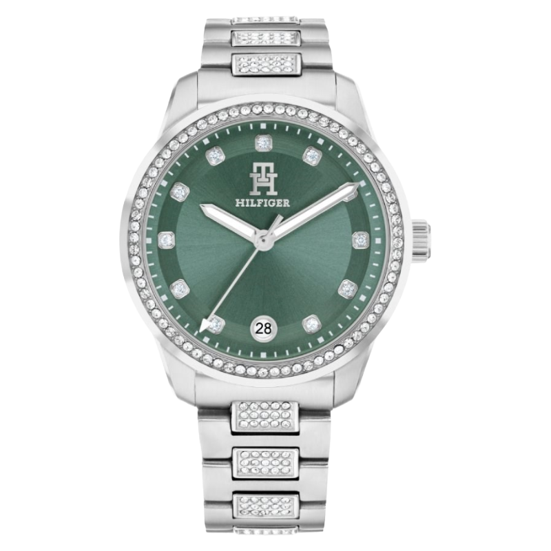 Tommy Hilfiger Women's Crystal Bezel Stainless Steel Bracelet Watch