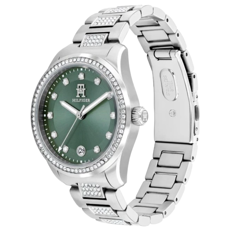 Tommy Hilfiger Women's Crystal Bezel Stainless Steel Bracelet Watch