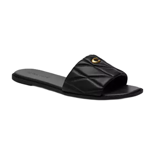 Coach Holly Quilted Leather With Quilting Sandal Black UK Size 3