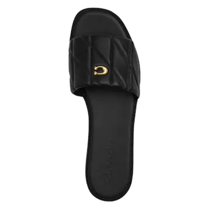 Coach Holly Quilted Leather With Quilting Sandal Black UK Size 3