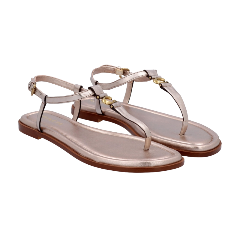 Coach Jessica Leather Toe Post Sandals Champagne