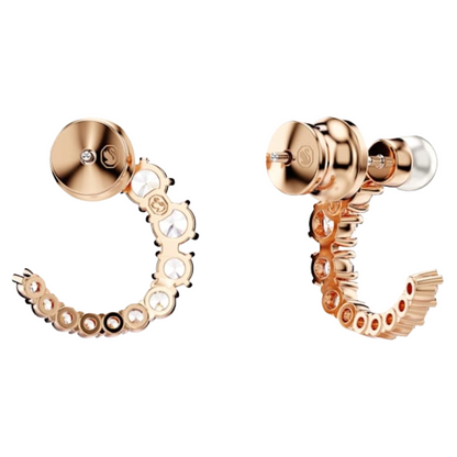 Swarovski Matrix hoop earrings Crystal pearl, White, 18K rose gold finish