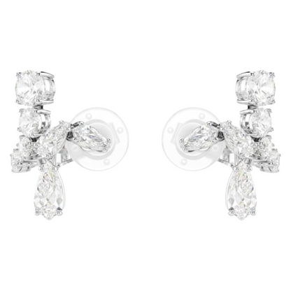 Swarovski Matrix clip earrings Mixed cuts, White, Rhodium plated