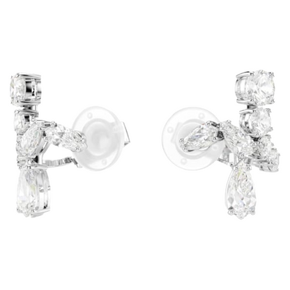 Swarovski Matrix clip earrings Mixed cuts, White, Rhodium plated