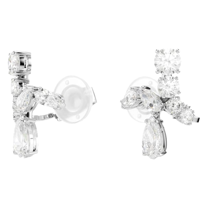 Swarovski Matrix clip earrings Mixed cuts, White, Rhodium plated