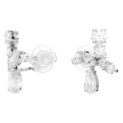 Swarovski Matrix clip earrings Mixed cuts, White, Rhodium plated
