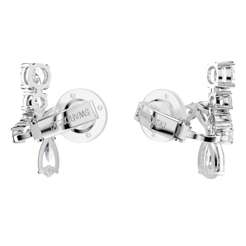 Swarovski Matrix clip earrings Mixed cuts, White, Rhodium plated