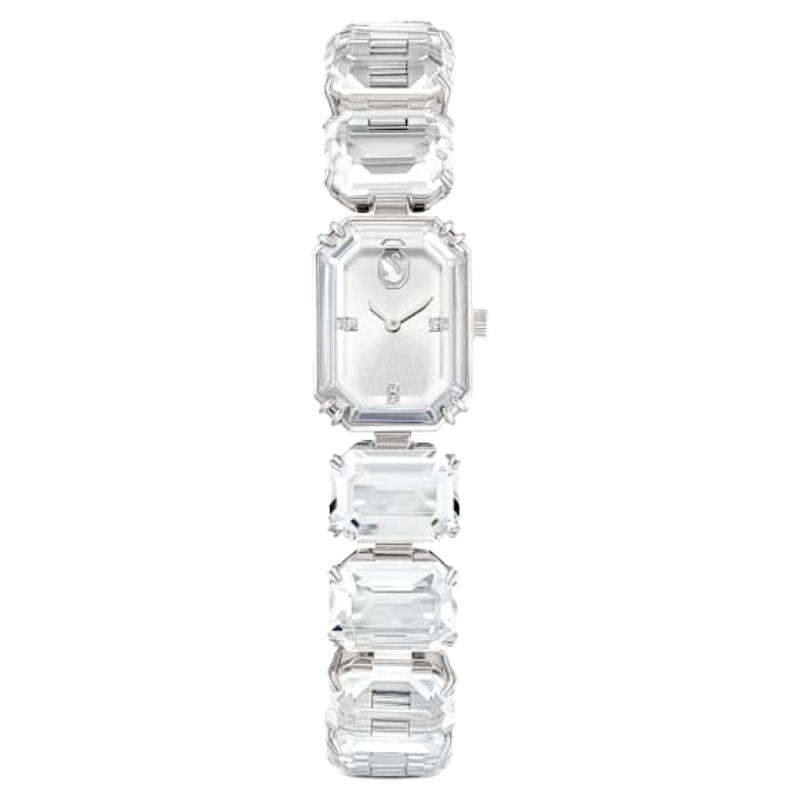 Swarovski Silver Octagon cut bracelet, White, Stainless Steel Watch
