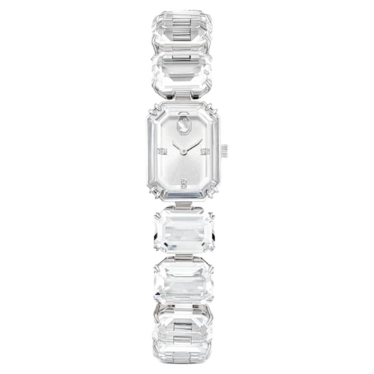 Swarovski Silver Octagon cut bracelet, White, Stainless Steel Watch