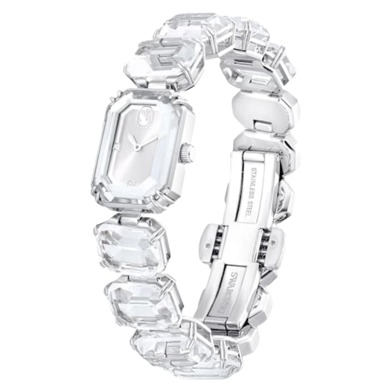 Swarovski Silver Octagon cut bracelet, White, Stainless Steel Watch