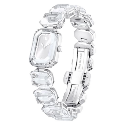 Swarovski Silver Octagon cut bracelet, White, Stainless Steel Watch