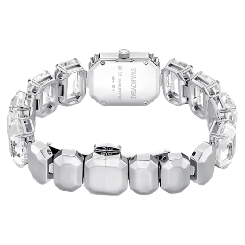 Swarovski Silver Octagon cut bracelet, White, Stainless Steel Watch
