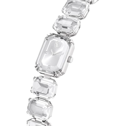 Swarovski Silver Octagon cut bracelet, White, Stainless Steel Watch