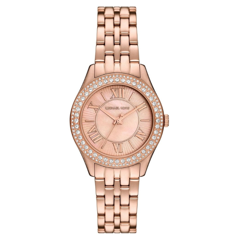 Michael Kors Harlowe Rose Gold Plated Mother Of Pearl Dial Ladies Watch MK4845