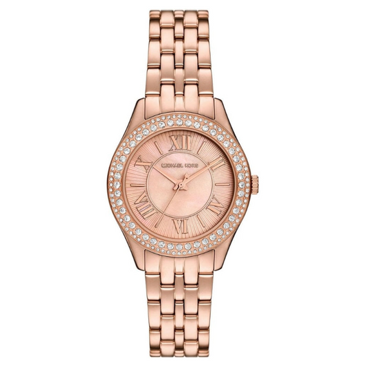 Michael Kors Harlowe Rose Gold Plated Mother Of Pearl Dial Ladies Watch MK4845