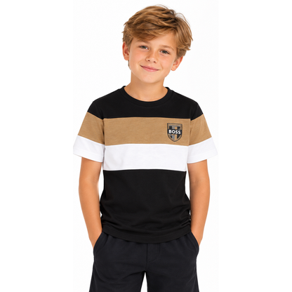BOSS Boys Stripe Cotton T-Shirt | 100% Cotton