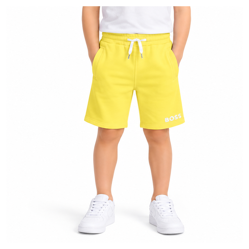 Boss Boys Kids Logo Drawstring Jogging Shorts, Yellow.