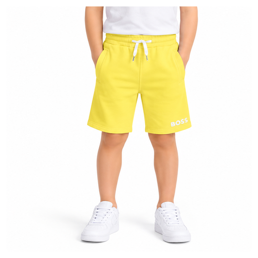 Boss Boys Kids Logo Drawstring Jogging Shorts, Yellow.