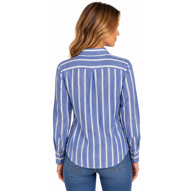 Ralph Lauren Polo Relaxed Fit Striped Linen Shirt Blue/White