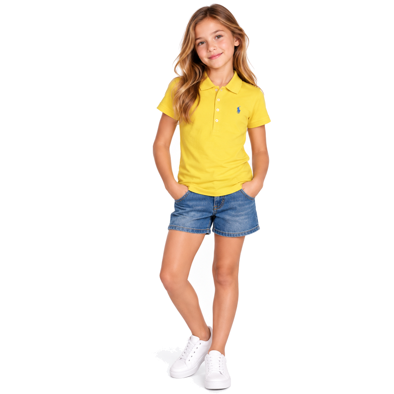 Ralph Lauren Polo Stretch Mesh Girls Polo Shirt Yellow
