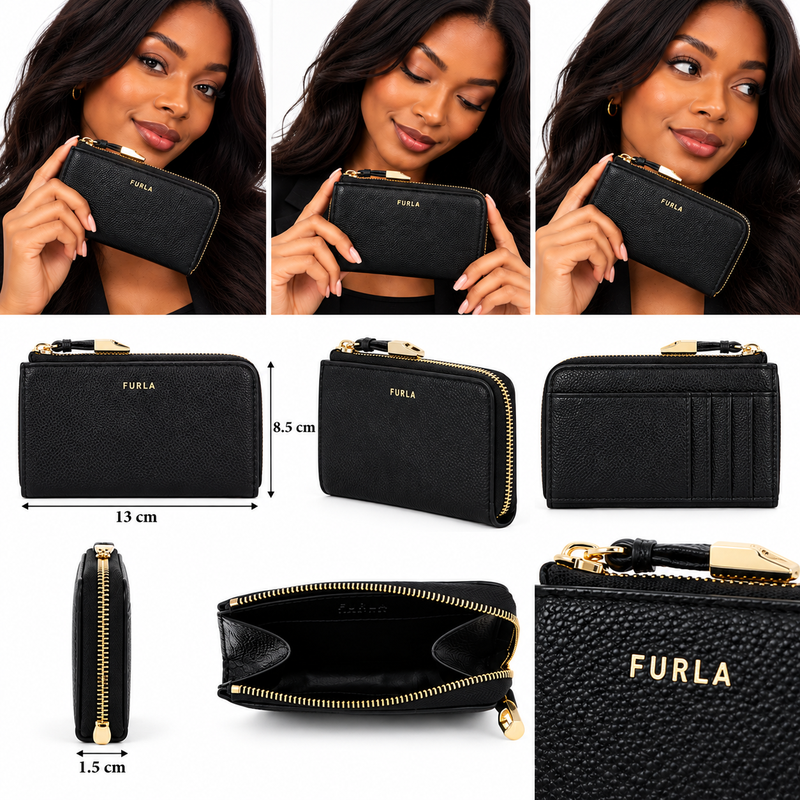 Furla Womens Furla Vitello Night Goccia Card Holder Black WP00470
