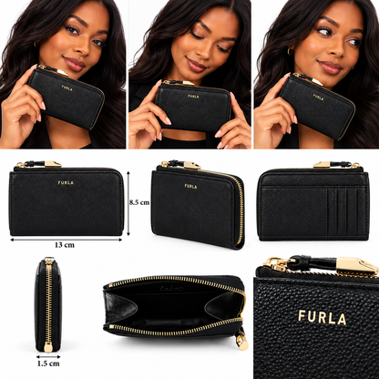 Furla Womens Furla Vitello Night Goccia Card Holder Black WP00470