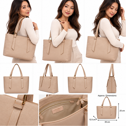Coccinelle Women's Malory Beige Leather Tote Handbag