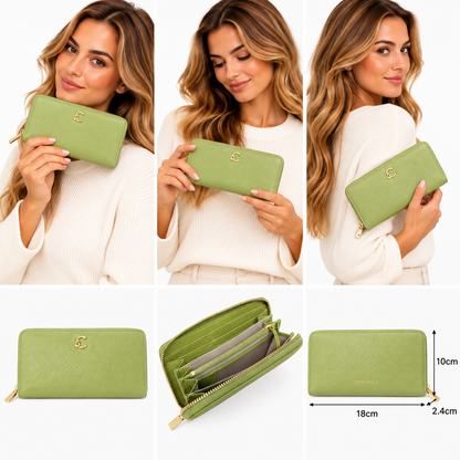 Coccinelle C-Me Soft Grained Leather Large Purse Guacamole Green
