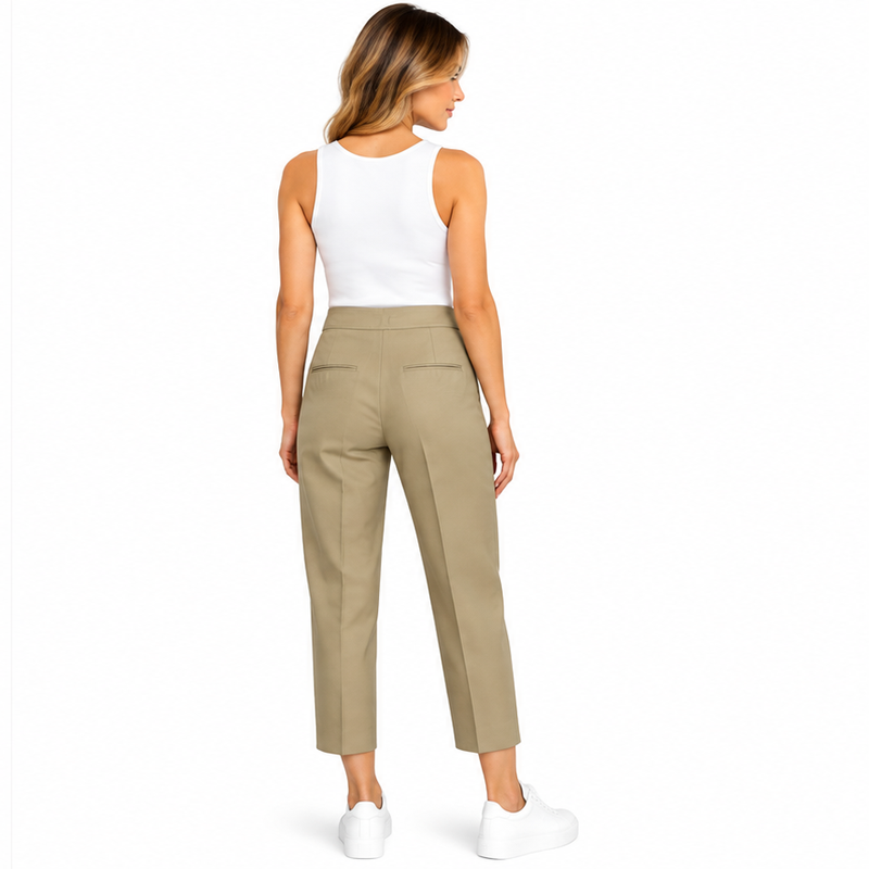 Ralph Lauren Polo Wide Leg Cropped Trousers Beige Women's