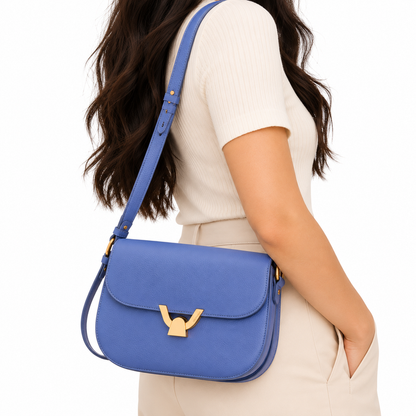Coccinelle Dew Leather Crossbody Bag Azul Blue