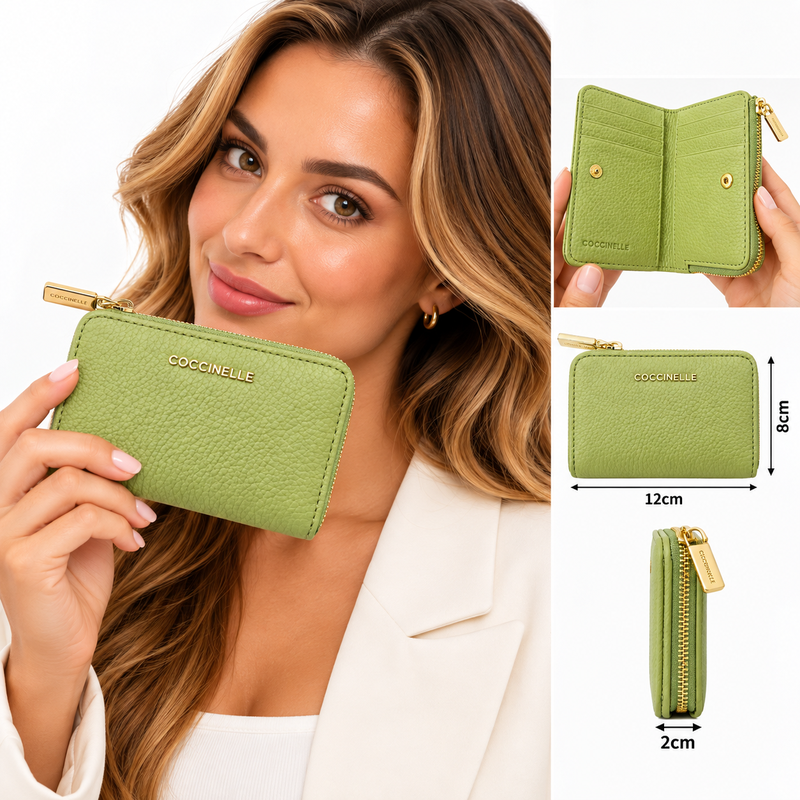 Coccinelle Women's Metallic Soft Leather Purse Guacamole Green