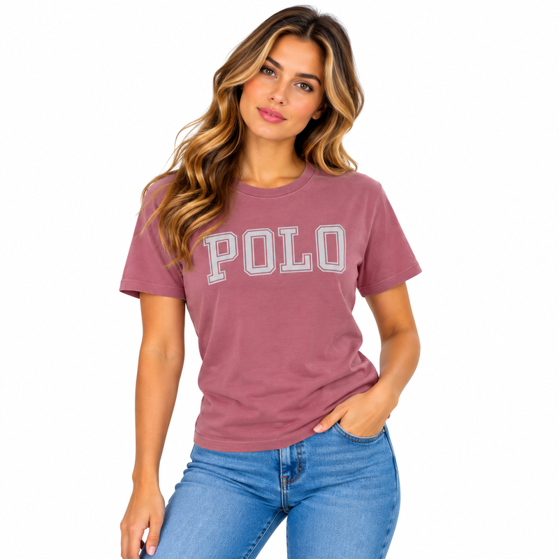 Ralph Lauren T-Shirt with Crest Polo Logo Pink Women's