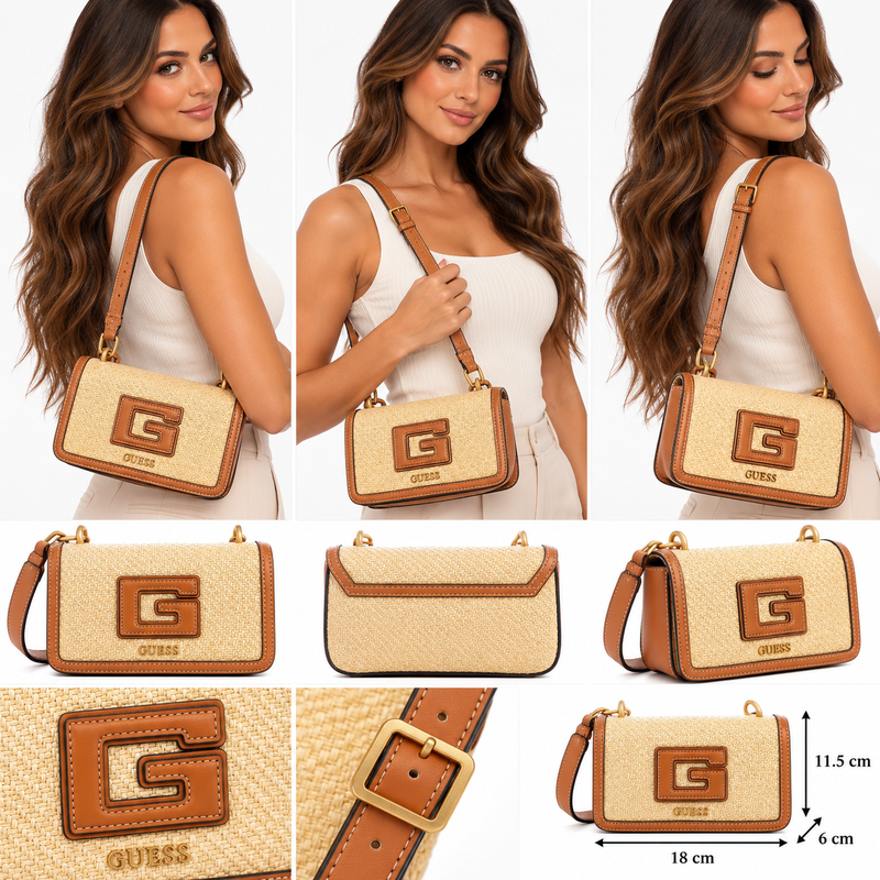 Guess Women's G Status Mini Crossbody Bag Natural / Cognac