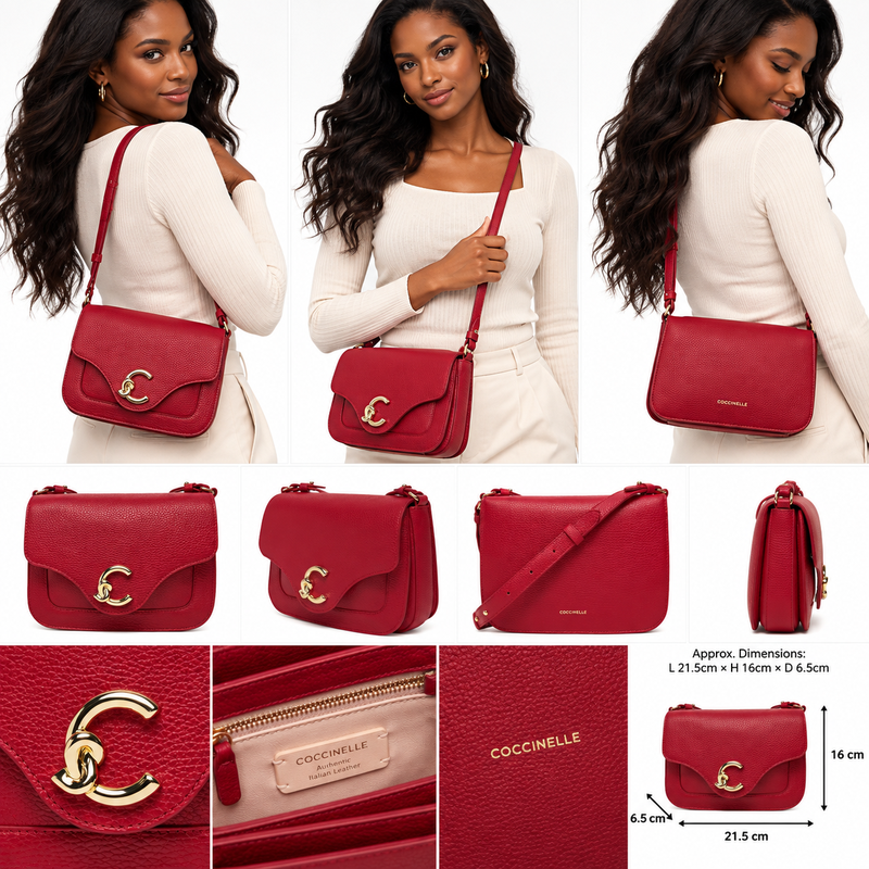 Coccinelle Women's C-Me Leather Handbag Sangria Red